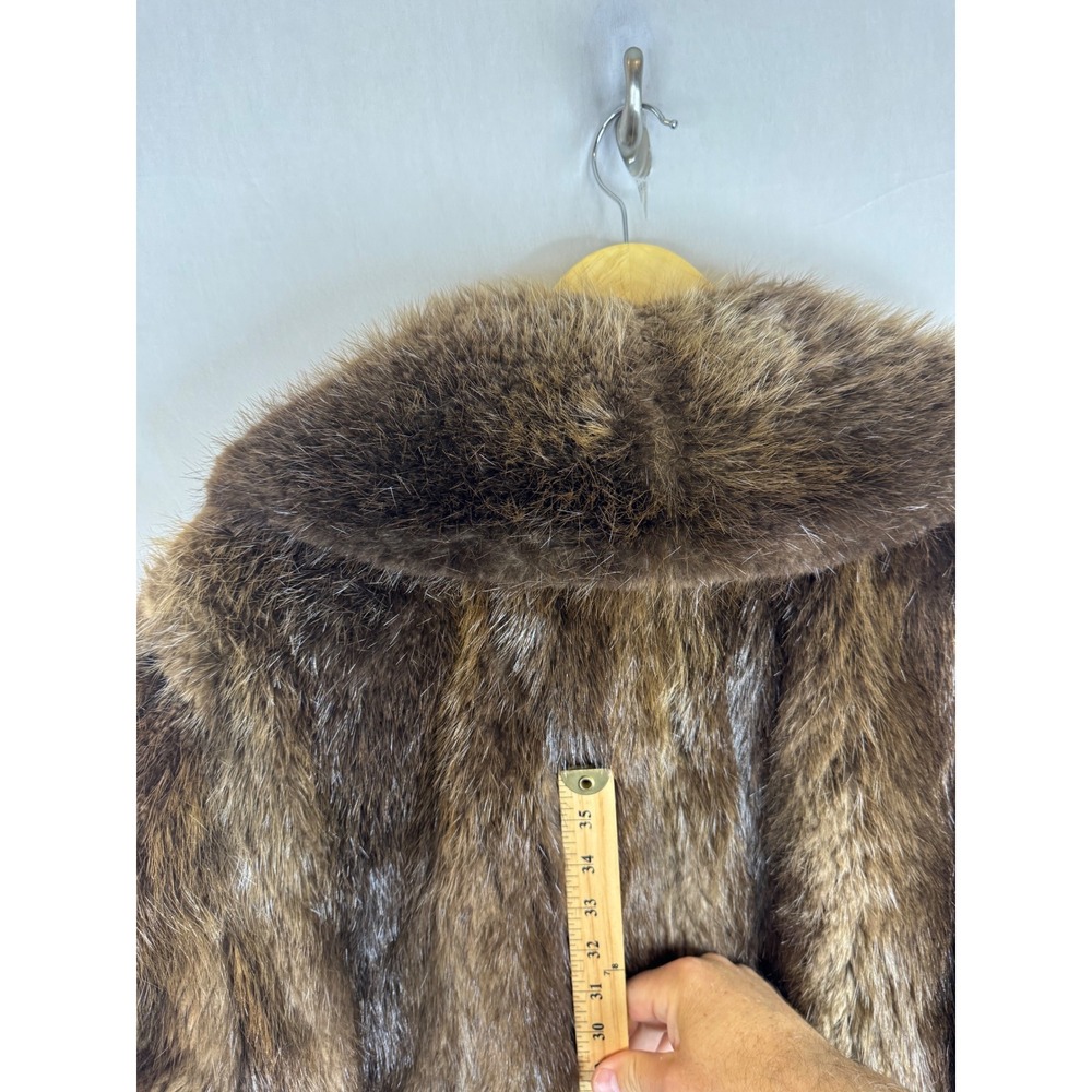 Vintage Shillington Furs Men 46 Brown Long Racoon Fur Coat Double Breasted - Picture 16 of 16